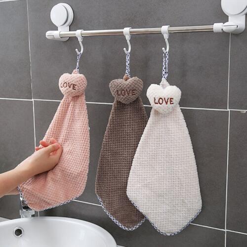 1pcs Hanging towel cute love heart hand towel household cloth for hand dry kitchen bathroom hand towel absorbent rag