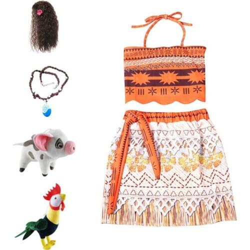 2021 Girls Moana Cosplay Costume for Kids Vaiana Princess Dress Clothes for Halloween Costumes for girls baby Girl party dresses