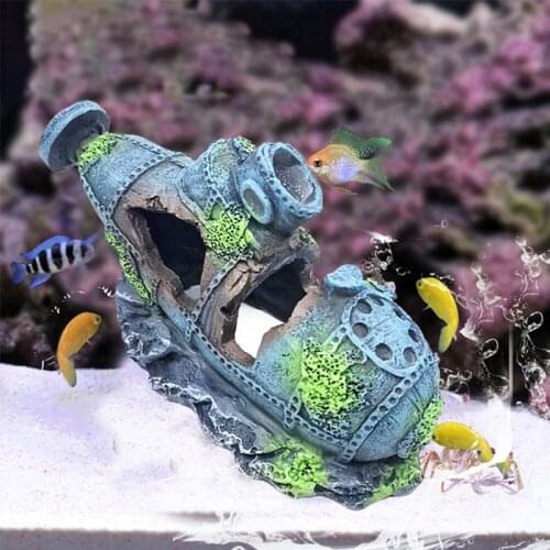 Aquarium Fish Tank Landscape Pirate Ship Wreck Ship Decor Resin Boat Ornament Aquarium Accessories Decoration