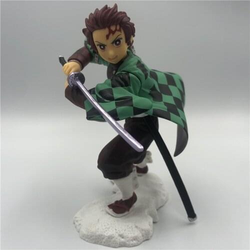 Anime Demon Slayer Kamado Tanjirou Hold Sword Fighting Ver. PVC Action Figure Kimetsu no Yaiba Tanjirou Nezuko Model Collect
