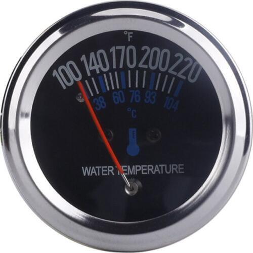 12V Water Temp Car Gauge 2" 52mm 38~104 Celsius Temperature Mechanical Meter Black Dial Face Silver Bezel