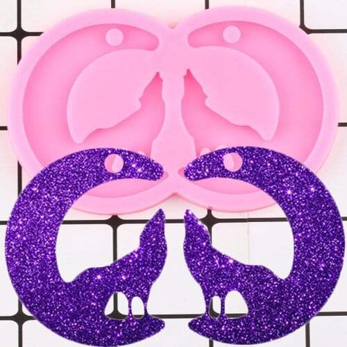 Shiny L/M/S Wolf Earring Silicone Mold Epoxy Craft Keychain Molds Pendant Polymer Clay Mould DIY Necklace Jewelry Making Moulds