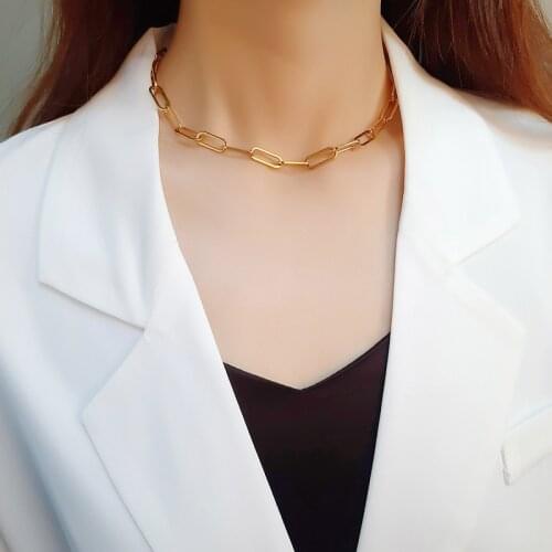 Chic Minimalist Link Chain Choker Necklaces for Women Female Party Wear Non Allergy Stainless Steel Collar Jewelry Gifts
