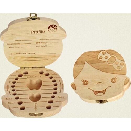 Wooden Kids Baby Teeth Box Organizer Milk Teeth Wood Storage Teeth Box For Boy Girl Save Teeth