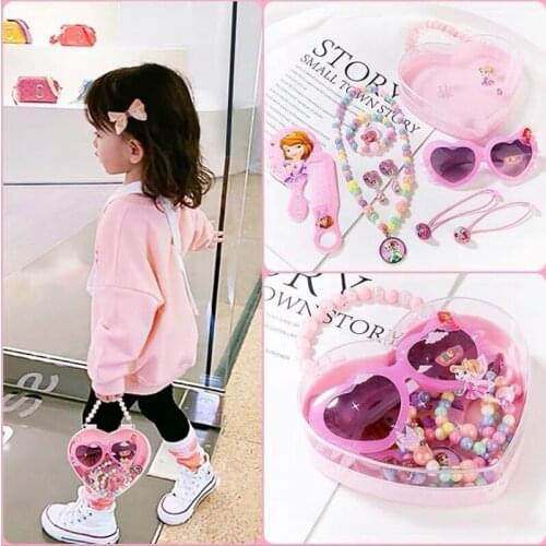 Childrens Jewelry Princess Jewelry Necklace Girls Hair Clips Headdress Bracelets Ring Earrings Baby Hair Accessories Gift Set