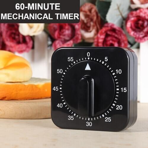 For Kitchen Cooking 1pc Black Portable Square Shaped Timer Durable 60 Minutes Mechanical Timers Alarm Mayitr