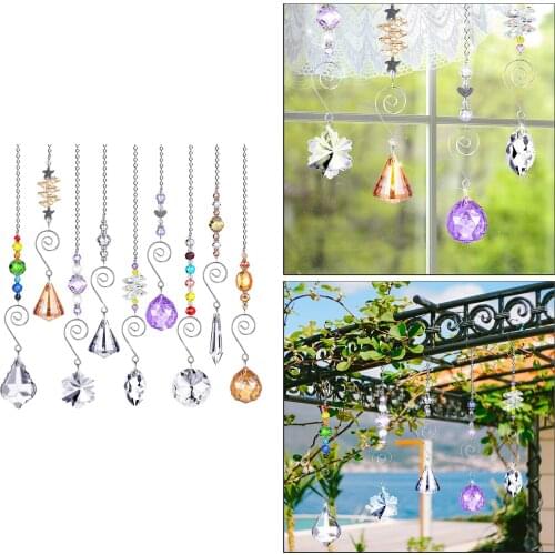 9pcs Crystals Window Prism Crystal Chandelier Pendant for Wedding Wall Home Cars Christmas Outdoor Garden