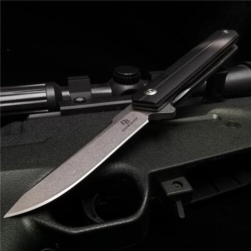175mm Sharp Pocket Knife, High-quality D2 Tactical Hunting Knife, Black Folding Knife, With Back Clip, Outdoor Camping Hand Tool