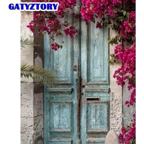 GATYZTORY Frame Picture By Numbers HandPainted Home Decoration Flower Door Scenery Paint Photos Drawing On Canvas Unique Gift