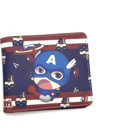 Marvel Purse Spiderman Captain America Super Heroes Mens Wallet Short Fold Fashion Coin Purses Children Boys Coin Wallet Gifts