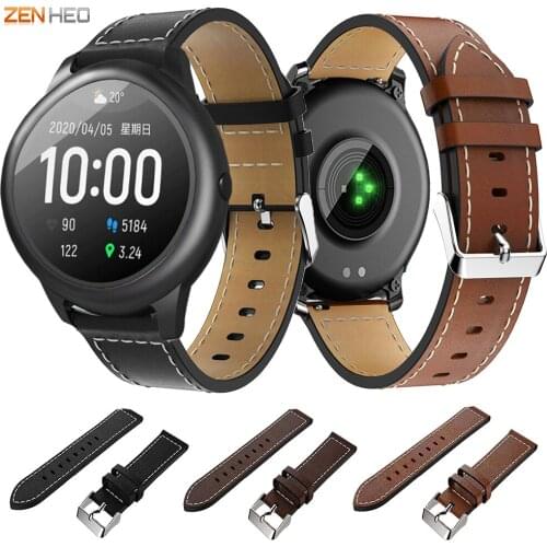 22mm Watch Band for Xiaomi Haylou Solar LS05 Leather Watchband Strap