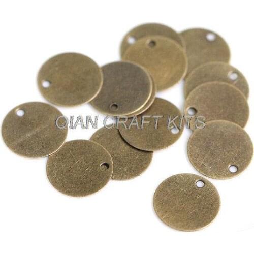 1000PCS 12mm 15mm Copper Antique Bronze Round Disc Tag Coin Drops Blank Charms Connector Lead and Nickle Free