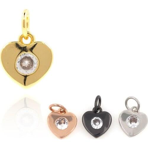 Heart-Shaped Pendant, Micro-Pavé Love Necklace, Imitation Diamond Hand Pendant, Gold Love Bracelet, 9.8x6.8x1.8mm