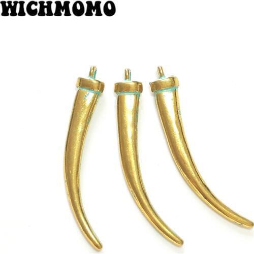 Fashion 5pcs 50MM Retro Patina Plated Zinc Alloy Green Gold Teeth Charms Pendants for DIY Jewelry Accessories
