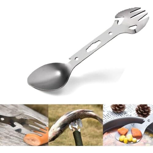 Bushcraft Outdoor tool spoon fork fishing hunting gear picnic kit self defense weapon camping EDC portable multitools