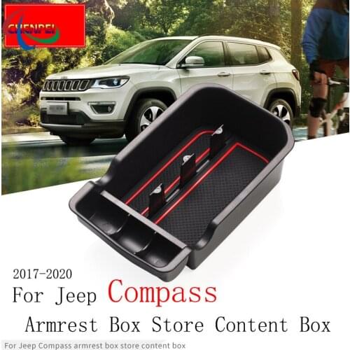 For Jeep Compass 2017-2020 Armrest Box Storage Box Modified Car central Storage Box Decoration Car Accessories