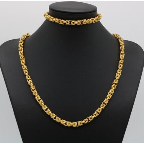 Hollow Dragon Head Chain Set Yellow Gold Filled Hip Hop Men Necklace+Bracelet