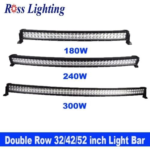 32" 42" 52"inch Offroad LED Work Light Bar 180W 240W 300W Curved Car Roof LED Bar for Tractor Boat Truck SUV ATV 12V