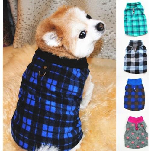 Dog Sweater Dog Clothes for Dog for Winter Plaid Dog Coat Warm Fleece Dog Jacket for French Bulldog Dog Pullover Dog Clothings