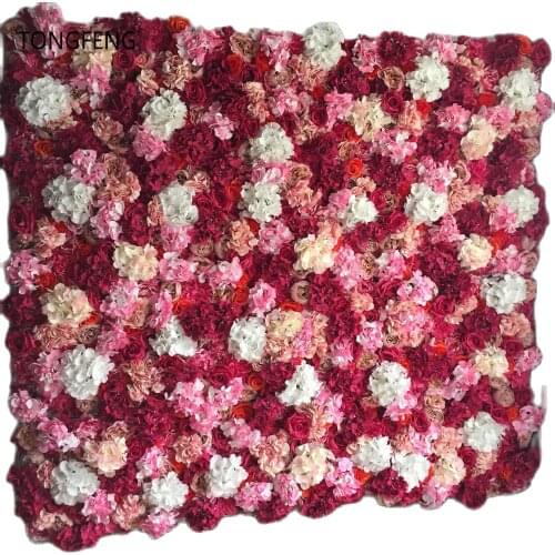 TONGFENG PINK 8pcs/lot Artificial silk rose peony hydrangea 3D flower wall wedding backdrop decoration flower runner wedding