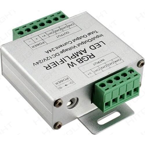 Aluminum shell 4CH amplifier DC 12V 24V Input, 24A Current used for 3528 5050 SMD RGBW LED Strip Light