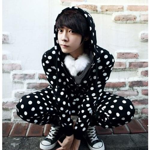 Spring fashion fashion fashion Japan and Korea Slim Hoodie Cardigan printing point, non-mainstream mens coat