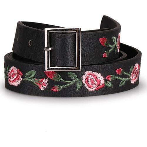 Angry Snake Womens Belt Fashion Embroider belt Sweet Flower Sweet Narrow Ethnic Style Girls Belt