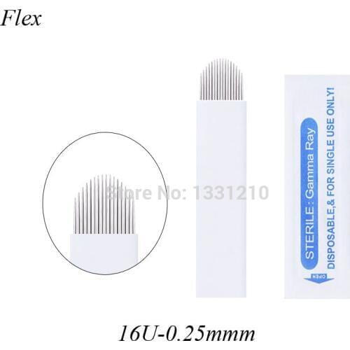 0.25mm Laminas Tebori Microblading 16u Pontas Microblading Needles Agulhas Manual Line Eyebrow Tattoo Needles Tattoo Blade