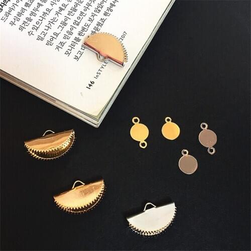 10pcs Copper semi-circular Pointed Mouth Clip Single Hanging Double Hanging Disc Earring Material Pendant Jewelry Accessories