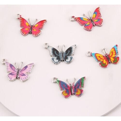 10pcs Butterfly Setting Charms Colorful Enamel Lovely Animal Pendants DIY Handmade For Girls Gift Jewelry Making Accessories
