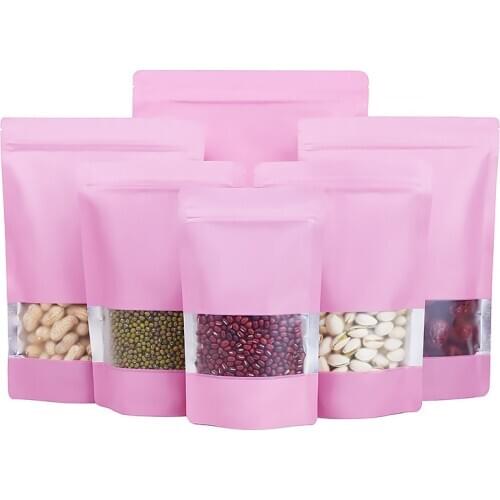 Wholesale 100pcs General Lovely Pink Aluminum Foil Window Zip-Lock Bag Pinkish Women Dress Panties Sleepwear Dolls Packing Bags