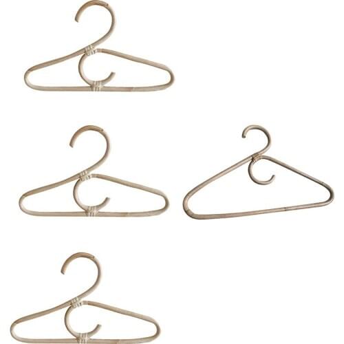 1x Rattan Clothes Hanger Style,Garments Organizer,Rack Adult Hanger & 3Pcs Rattan Clothes Hanger Style Kids Rack