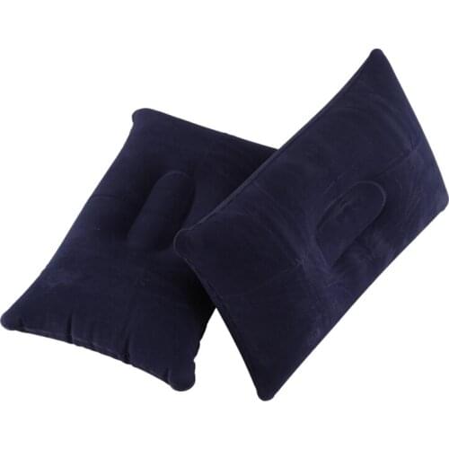 2PCS INFLATABLE SEAT CUSHION TRAVEL PILLOW SLEEP SLEEPING HEAD SUPPORT In CAR Deep Blue 38*24Cm
