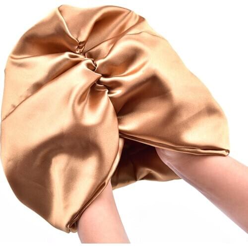 6 Colors Silk Salon Bonnet Women Sleep Shower Cap Elastic Hair Care Bonnet Head wrap Hat