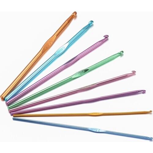 8pcs Metal Handle Crochet Needles Aluminum Crochet Hooks Set 2-5.5mm Crochet For Knitting Needles Weave Sewing Needles Tool