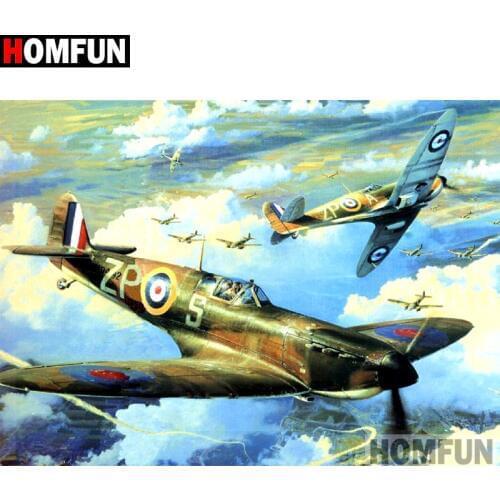 HOMFUN Full Square/Round Drill 5D DIY Diamond Painting "Combat plane" Embroidery Cross Stitch 5D Home Decor Gift A14512