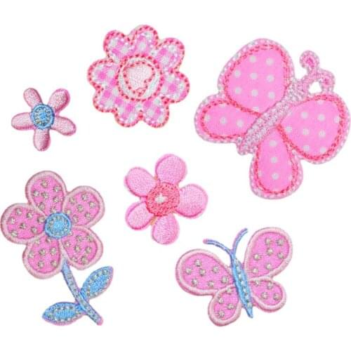 Flower Butterfly Floral Iron on Patches Sewing Embroidered Applique for Jacket Clothes Stickers Badge DIY Apparel Accessories