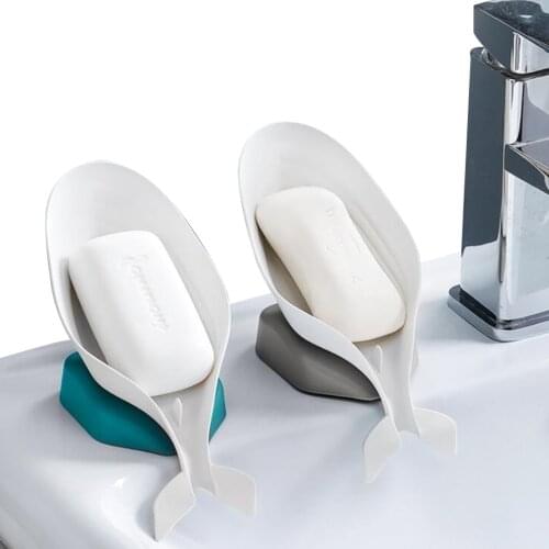 Dolphin Soap Holder Plastic Cute Soap DIsh Storage Plate Tray Bathroom Soap Holder Case Strong Suction Cup Drain Rack