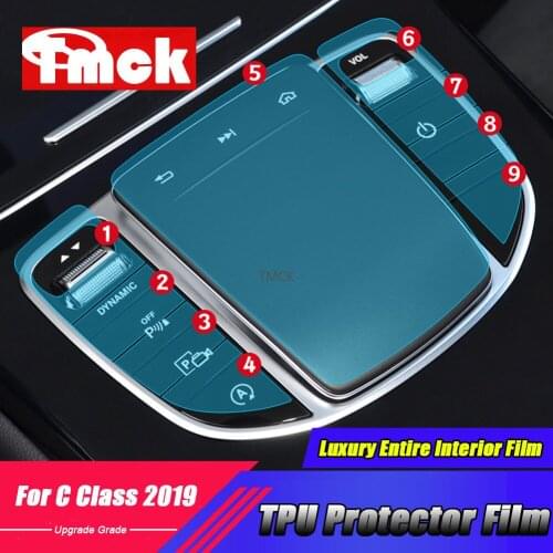 For Mercedes Benz C Class W205 2019 Car Center Control Mouse Luxury Entire Interior Moldings Membrane Protector Film Accessories