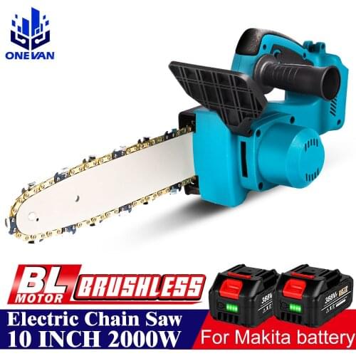 10 Inch Electric Chain Saw 2000W Cordless Garden Woodworking Power Tool Brushless Chainsaw Wood Cutter For Makita 18V Battery