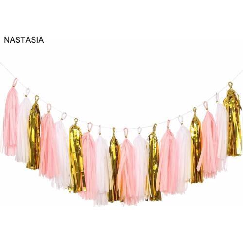 18 PCS Tassel Garland Banner Tissue Paper Tassels for Wedding Baby Shower Event & Party Supplies DIY Kits
