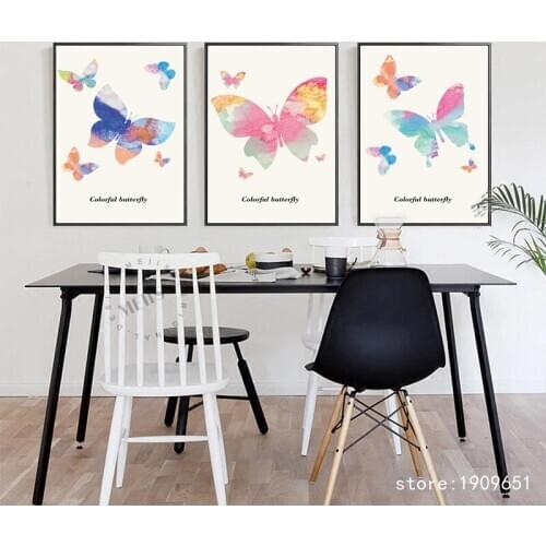 Cotton no frame modern cartoon colorful butterfly canvas printings oil painting printed on cotton wall art decoration pictures