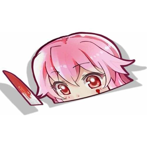 Personality Car Sticker for Yuno Gasai Future Diary Peeker Big Head Anime Vinyl Rear Windshield Trunk Decal Car Accessories