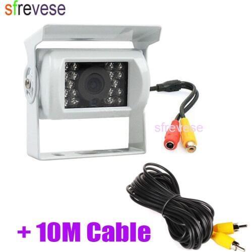 White 18 LED IR Night Vision CCD Car rear view Reversing Parking Backup Camera + 10m Video Cable For Bus Truck