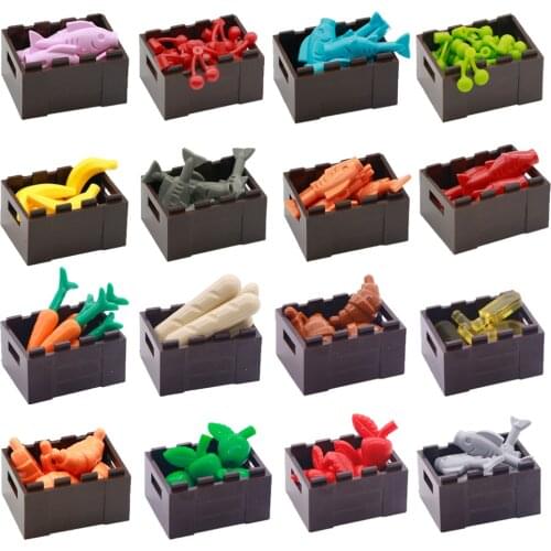 MOC DIY Friends City Food Accessories Building Blocks Parts Banana Carrot Fish Apple Chicken Pineapple Bread Bricks Kid Toy Gift