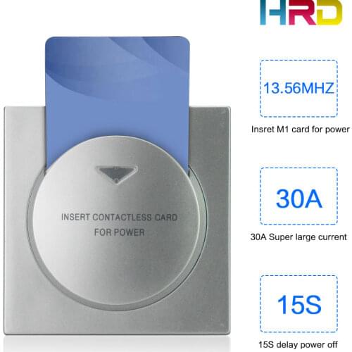 Round Shape Silver Color Luxury Card Switch Insert Key To Take Power Max Current 30A Suitable For Kinds Hotels MF M1 1K S50 Type