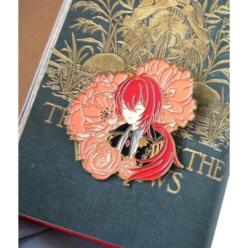 CoSmile Genshin Impact Diluc Ragnvindr Figure Metal Badge Brooch Pins Cosplay Limited Gifts