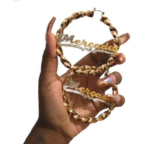 DUOYING Fashion Name Earrings Personalized Hip Hop Custom Earrings Copper Classic Hoop 2020 Earring For Women Christmas Gift