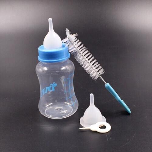 Puppy Kitten Feeding Bottle Kit Safety Silicone Baby Pet Nursing Water Milk Feeder With Replacement Nipple Cleaning Brush