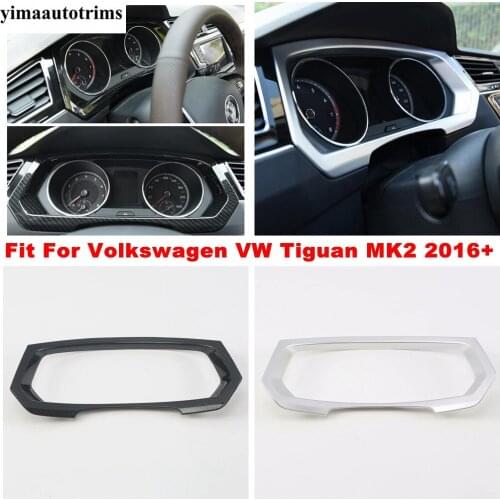 Dashboard Instrument Panel Screen Frame Cover Kit Trim For Volkswagen VW Tiguan MK2 2016 - 2021 Carbon Fiber / Matte Accessories